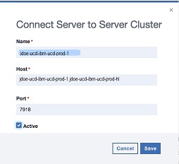 Connect Server to Server Cluster dialog