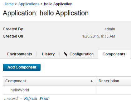 The helloWorld component is shown on the Components tab
