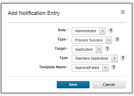 The Add Notification Entry window and parameters