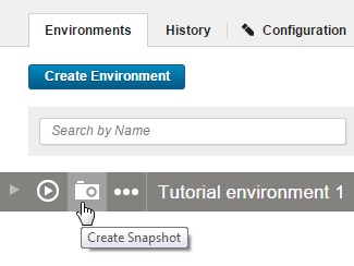 Clicking Create Snapshot on an environment