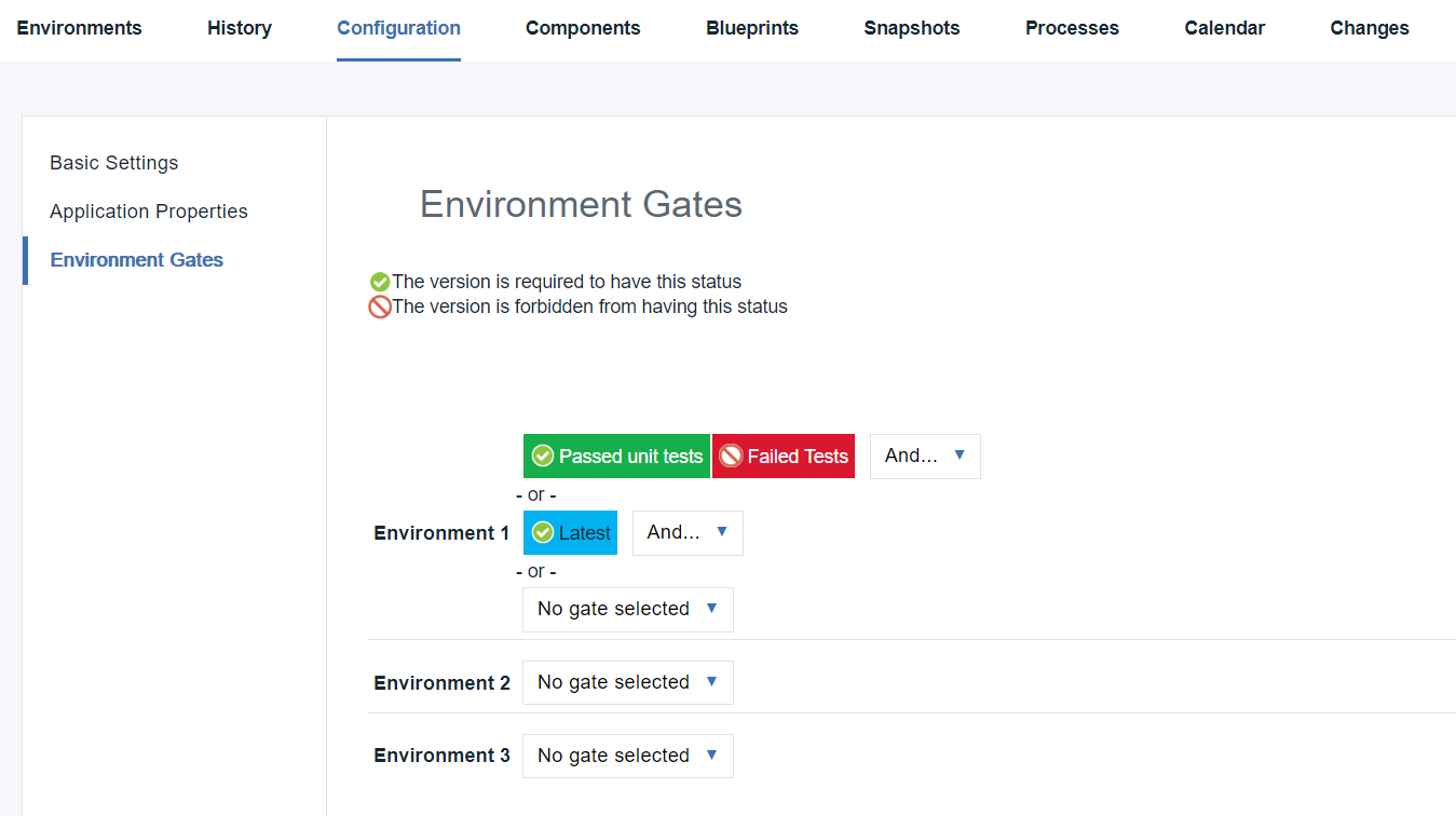 Environment gate showing "and", "or", and "not".