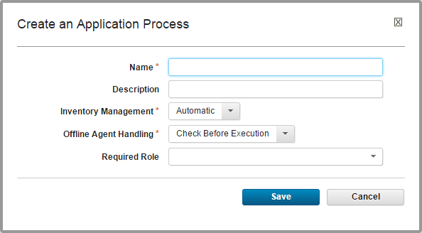 The Create an Application Process window